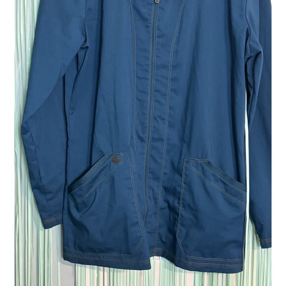 Dickies Carolina Blue Scrub Jacket, Zip Closure, Pockets, CAR, Style DK302, L - Picture 3 of 7